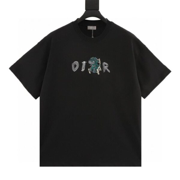 designer,replica,clothing,fake,1:1,lv,luxury,high quality Dior letter dinosaur embroidered short-sleeved T-shirt (3C37)