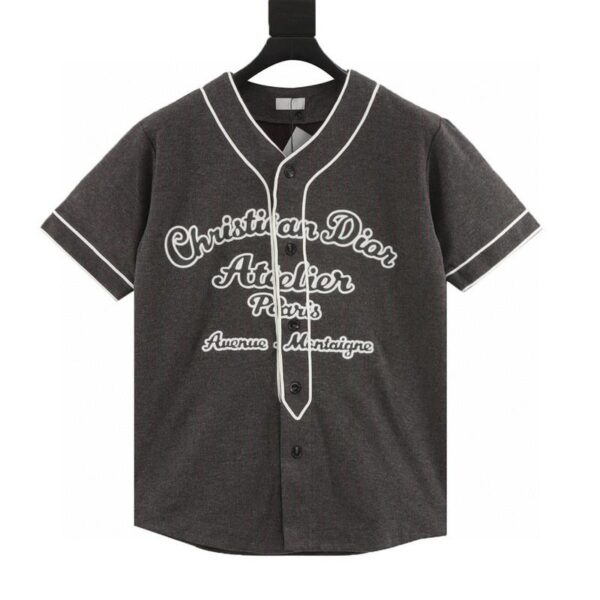designer,replica,clothing,fake,1:1,lv,luxury,high quality Dior chest embroidered short-sleeved baseball jersey (5786)