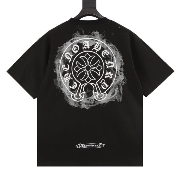 designer,replica,clothing,fake,1:1,lv,luxury,high quality Chrome Hearts front and rear logo smoke print logo round neck short sleeves (305B)