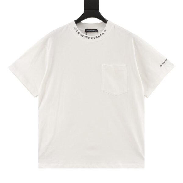 designer,replica,clothing,fake,1:1,lv,luxury,high quality Chrome Hearts early spring new Sanskrit logo pocket short-sleeved T-shirt (D8F6)