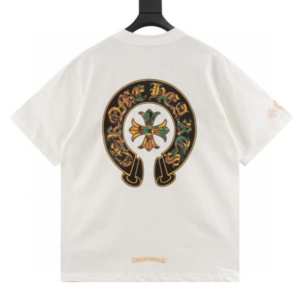 designer,replica,clothing,fake,1:1,lv,luxury,high quality Chrome Hearts horseshoe painted cross short-sleeved T-shirt (2D8A)