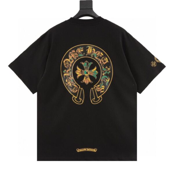 designer,replica,clothing,fake,1:1,lv,luxury,high quality Chrome Hearts horseshoe painted cross short-sleeved T-shirt (8B4C)