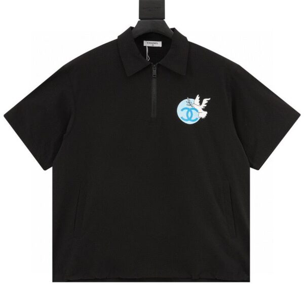 designer,replica,clothing,fake,1:1,lv,luxury,high quality Chanel Peace Dove Printed Woven POLO Shirt (6922)
