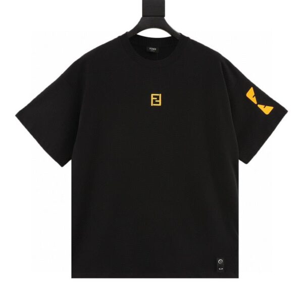 designer,replica,clothing,fake,1:1,lv,luxury,high quality Fendi double F embroidered arms silicone eyes short-sleeved T-shirt (5CCA)