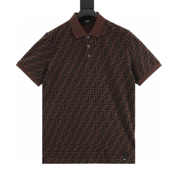 designer,replica,clothing,fake,1:1,lv,luxury,high quality Fendi double F all-over printed short-sleeved POLO shirt (236E)