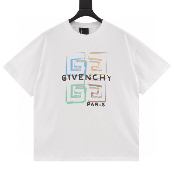 designer,replica,clothing,fake,1:1,lv,luxury,high quality Givenchy color graffiti three-dimensional 4G printed short-sleeved T-shirt (2405)