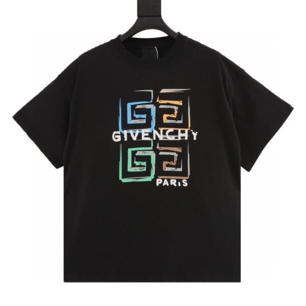 designer,replica,clothing,fake,1:1,lv,luxury,high quality Givenchy color graffiti three-dimensional 4G printed short-sleeved T-shirt (D17D)