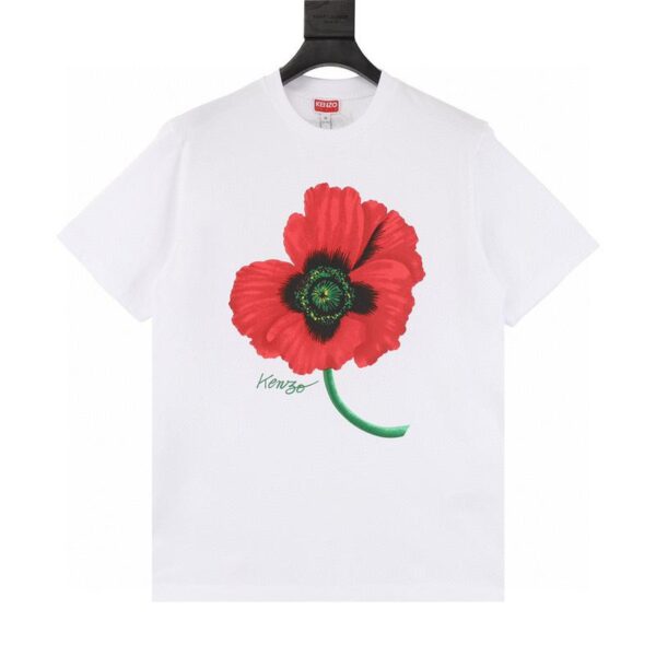 designer,replica,clothing,fake,1:1,lv,luxury,high quality Kenzo Begonia flower chest printed round neck T-shirt (D5B8)