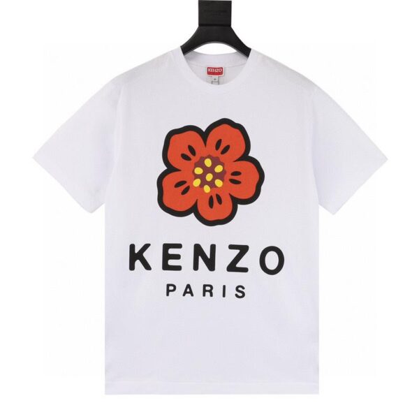 designer,replica,clothing,fake,1:1,lv,luxury,high quality Kenzo Begonia flower chest printed round neck T-shirt (2336)