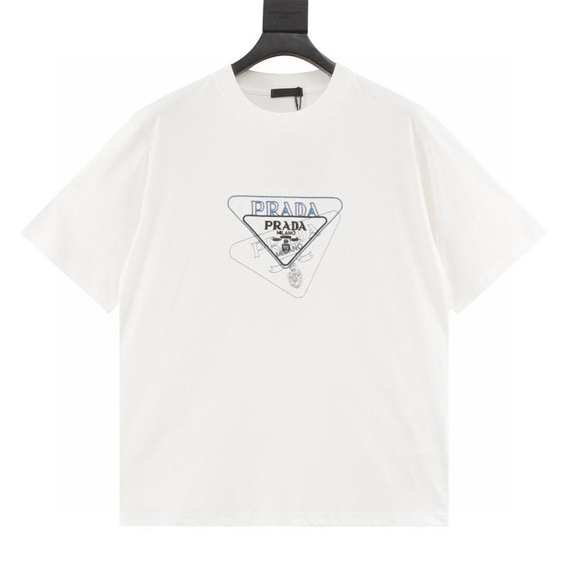 designer,replica,clothing,fake,1:1,lv,luxury,high quality Prada overlapping triangle logo contrast embroidered short-sleeved T-shirt (F846) designer,replica,clothing,fake,1:1,lv,luxury,high quality Prada overlapping triangle logo contrast embroidered short-sleeved T-shirt (F846)