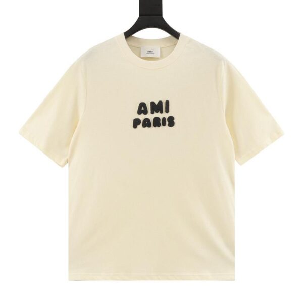 designer,replica,clothing,fake,1:1,lv,luxury,high quality ami paris patch letter short-sleeved T-shirt (4C99)