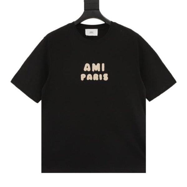 designer,replica,clothing,fake,1:1,lv,luxury,high quality ami paris patch letter short-sleeved T-shirt (9182)