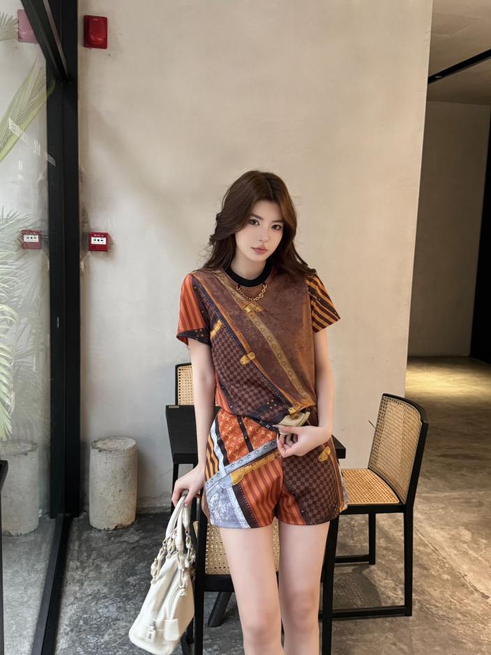 designer,replica,clothing,fake,1:1,lv,luxury,high quality Louis Vuitton contrasting short sleeves + shorts casual suit designer,replica,clothing,fake,1:1,lv,luxury,high quality Louis Vuitton contrasting short sleeves + shorts casual suit
