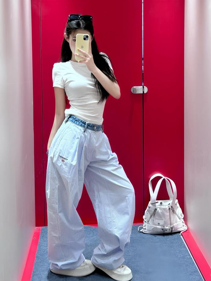 designer,replica,clothing,fake,1:1,lv,luxury,high quality Alexander wang new spring and summer patchwork striped wide-leg pants designer,replica,clothing,fake,1:1,lv,luxury,high quality Alexander wang new spring and summer patchwork striped wide-leg pants