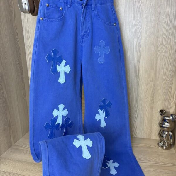 designer,replica,clothing,fake,1:1,lv,luxury,high quality ChromeHearts ice blue jeans