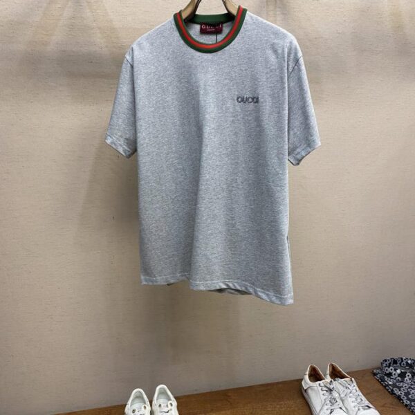 designer,replica,clothing,fake,1:1,lv,luxury,high quality Gucci GU red and green collar round neck short sleeves