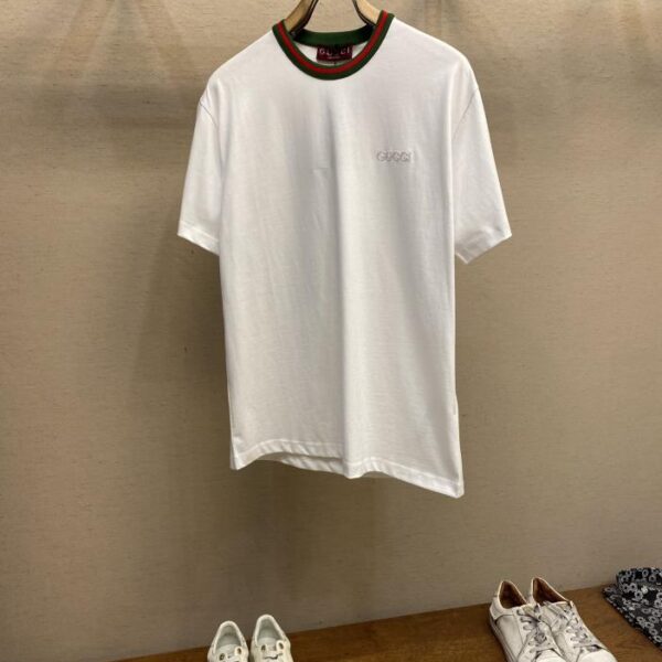 designer,replica,clothing,fake,1:1,lv,luxury,high quality Gucci GU red and green collar round neck short sleeves