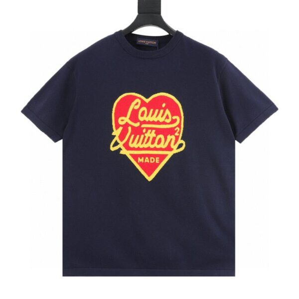designer,replica,clothing,fake,1:1,lv,luxury,high quality LV X NIGO joint love knitted short-sleeved T-shirt (80D9)