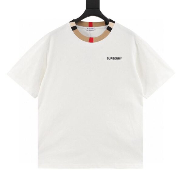 designer,replica,clothing,fake,1:1,lv,luxury,high quality Burberry plaid collar stitching small logo embroidered short-sleeved T-shirt (075F)