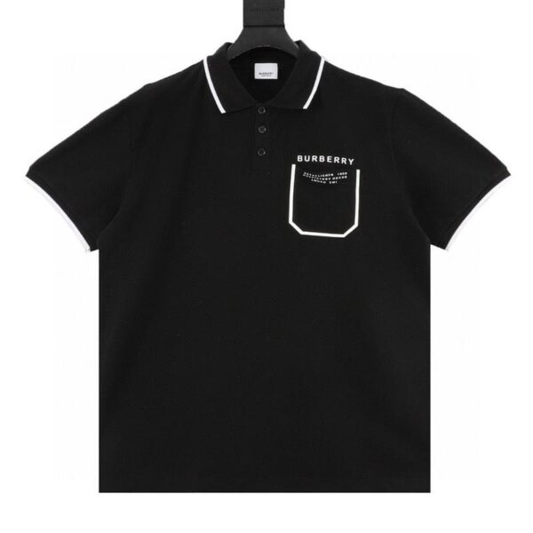 designer,replica,clothing,fake,1:1,lv,luxury,high quality Burberry chest pocket letter print short-sleeved POLO shirt (5DE5)