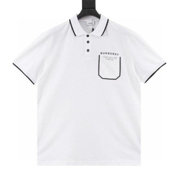 designer,replica,clothing,fake,1:1,lv,luxury,high quality Burberry Chest Pocket Letter Print Short Sleeve POLO Shirt (A4DD)