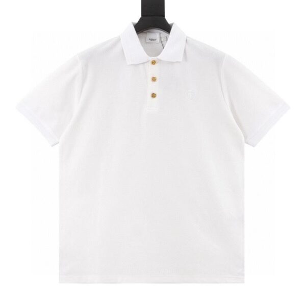 designer,replica,clothing,fake,1:1,lv,luxury,high quality Burberry gold button logo embroidered short-sleeved polo shirt (03EB)