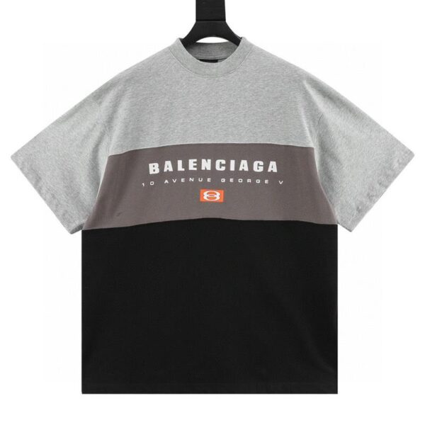 designer,replica,clothing,fake,1:1,lv,luxury,high quality Balenciaga three-color patchwork letter print short-sleeved T-shirt (11E7)