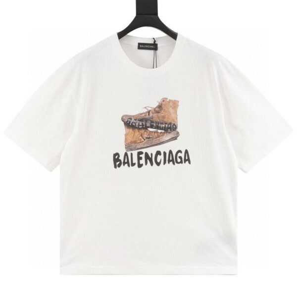 designer,replica,clothing,fake,1:1,lv,luxury,high quality Balenciaga distressed shoe lettering printed short-sleeved T-shirt (DAB4)
