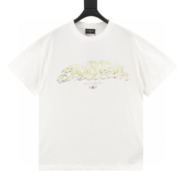 designer,replica,clothing,fake,1:1,lv,luxury,high quality Balenciaga catwalk style flame letter digital direct spray short-sleeved T-shirt (7ED7)