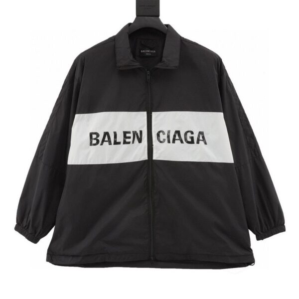 designer,replica,clothing,fake,1:1,lv,luxury,high quality Balenciaga black and white patchwork slogan jacket (F95F)
