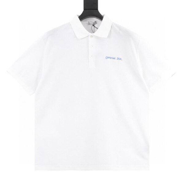 designer,replica,clothing,fake,1:1,lv,luxury,high quality Dior four-color cursive embroidered letters short-sleeved POLO shirt (481E)
