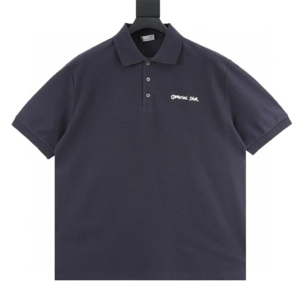 designer,replica,clothing,fake,1:1,lv,luxury,high quality Dior four-color cursive embroidered letters short-sleeved POLO shirt (D634)