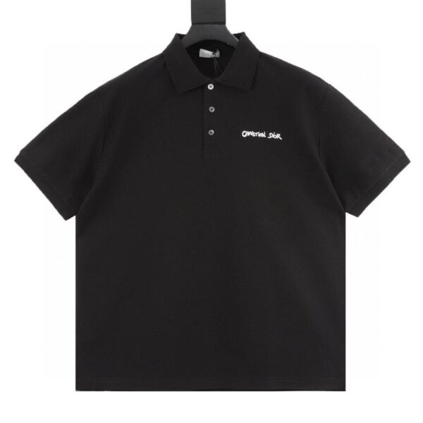 designer,replica,clothing,fake,1:1,lv,luxury,high quality Dior four-color cursive embroidered letters short-sleeved POLO shirt (E542)
