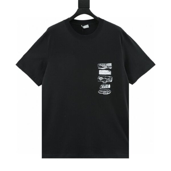 designer,replica,clothing,fake,1:1,lv,luxury,high quality Dior flocked archival letter print short-sleeved T-shirt (3174)