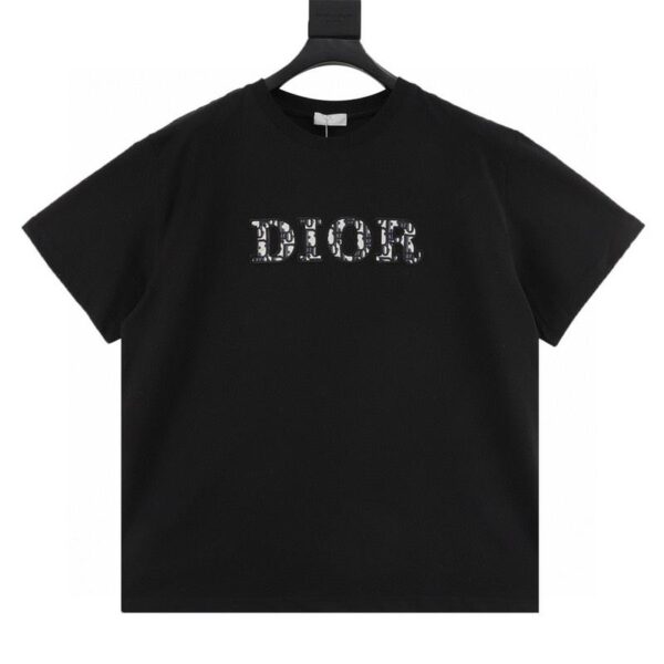 designer,replica,clothing,fake,1:1,lv,luxury,high quality Dior presbyopic monogram embroidered short-sleeved T-shirt (3909)