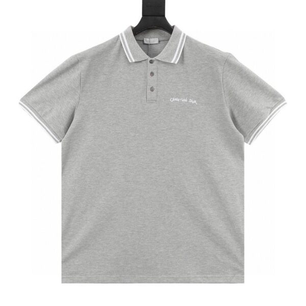 designer,replica,clothing,fake,1:1,lv,luxury,high quality Dior cursive letter embroidered short-sleeved polo (5A45)