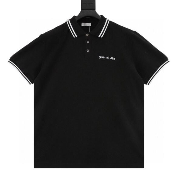 designer,replica,clothing,fake,1:1,lv,luxury,high quality Dior cursive letter embroidered short-sleeved polo (C32A)