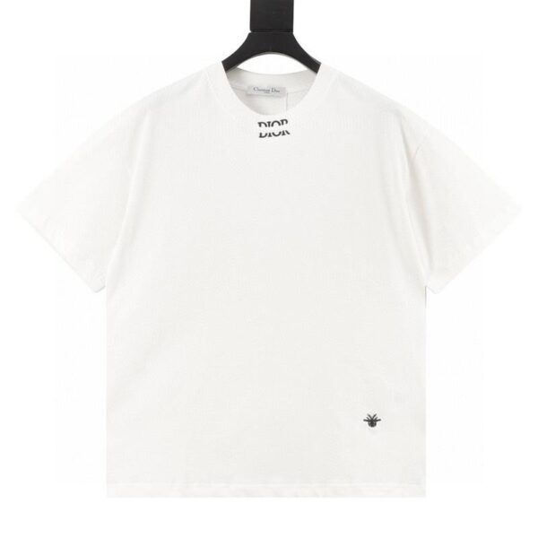 designer,replica,clothing,fake,1:1,lv,luxury,high quality Dior short-sleeved T-shirt with bee embroidered letters on the neck (C302)
