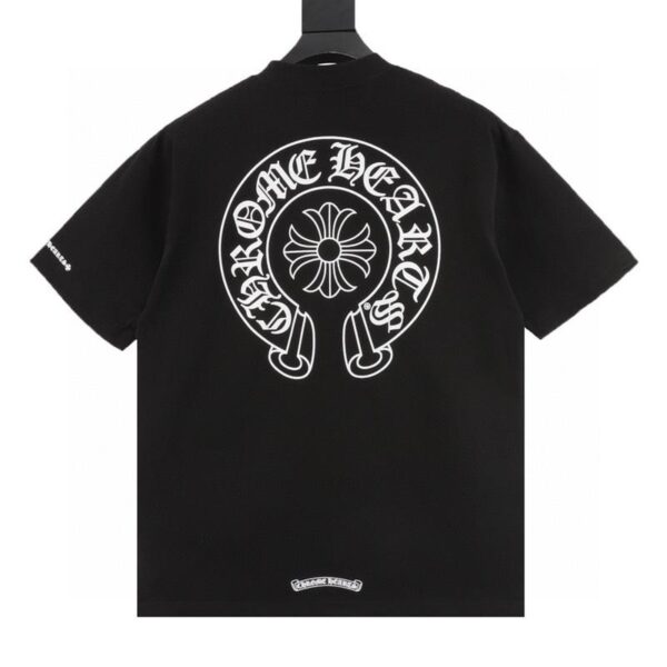 designer,replica,clothing,fake,1:1,lv,luxury,high quality Chrome Hearts front and rear horseshoe print short-sleeved T-shirt (D449)