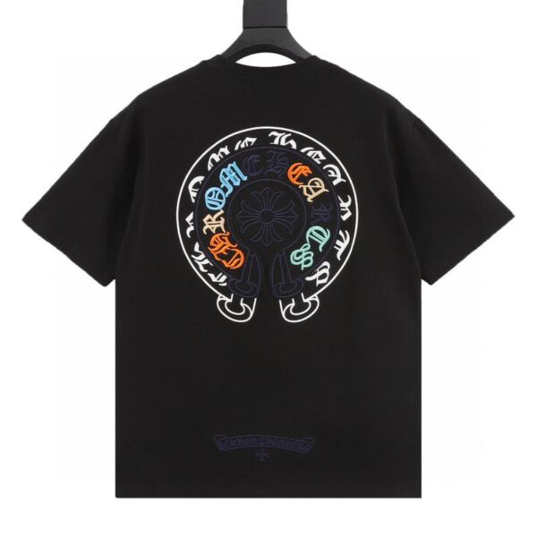 designer,replica,clothing,fake,1:1,lv,luxury,high quality Chrome Hearts colorful horseshoe embroidered short-sleeved T-shirt (382A)
