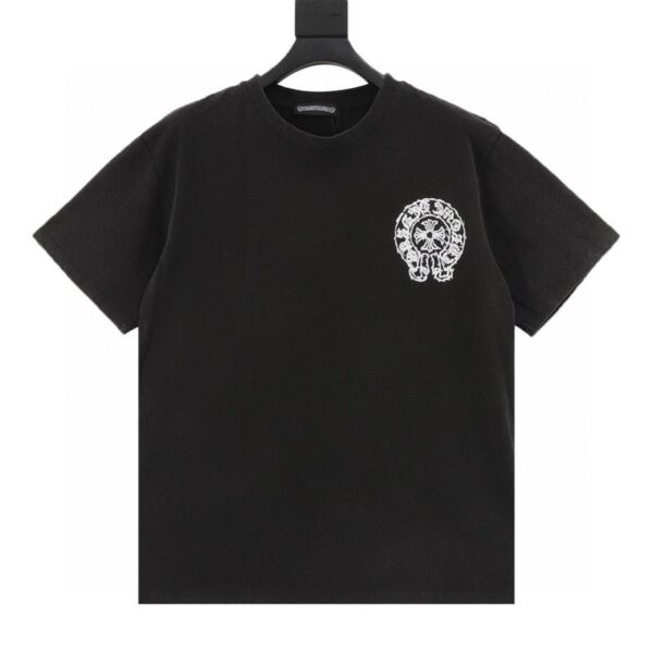 designer,replica,clothing,fake,1:1,lv,luxury,high quality Chrome Hearts washed distressed Sanskrit cross round neck short-sleeved T-shirt (3AFA)