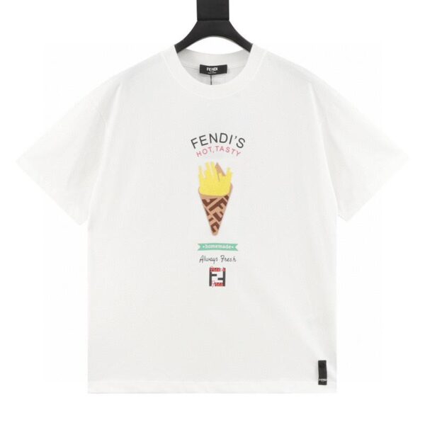 designer,replica,clothing,fake,1:1,lv,luxury,high quality FENDI French fries embroidered short-sleeved T-shirt (50B8)