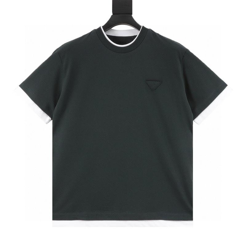 designer,replica,clothing,fake,1:1,lv,luxury,high quality Prada double layer contrasting color T-shirt this T-shirt (735F) designer,replica,clothing,fake,1:1,lv,luxury,high quality Prada double layer contrasting color T-shirt this T-shirt (735F)