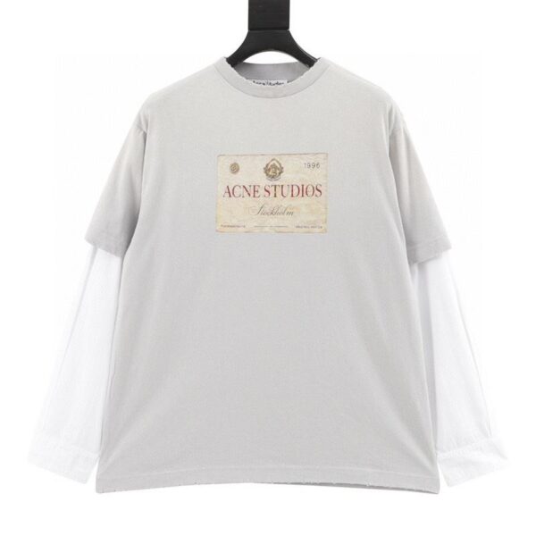 designer,replica,clothing,fake,1:1,lv,luxury,high quality Acne Studios retro stitching fake two-piece long-sleeved T-shirt (2F91)