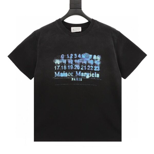 designer,replica,clothing,fake,1:1,lv,luxury,high quality MM6 washed digital print round neck short sleeves (5B91)