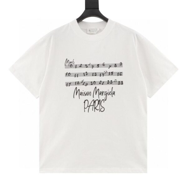 designer,replica,clothing,fake,1:1,lv,luxury,high quality Maison Margiela musical note letter print short-sleeved T-shirt (096F)
