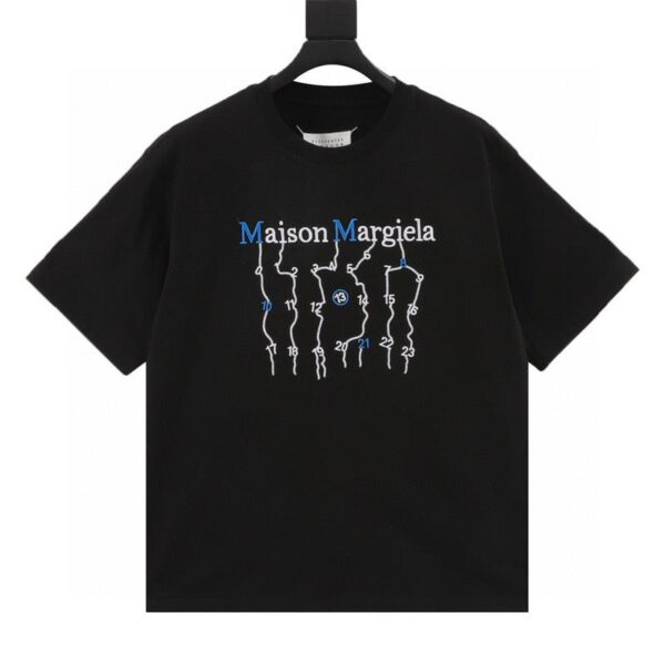 designer,replica,clothing,fake,1:1,lv,luxury,high quality Maison Margiela geometric digital line embroidery short-sleeved T-shirt (22DF)