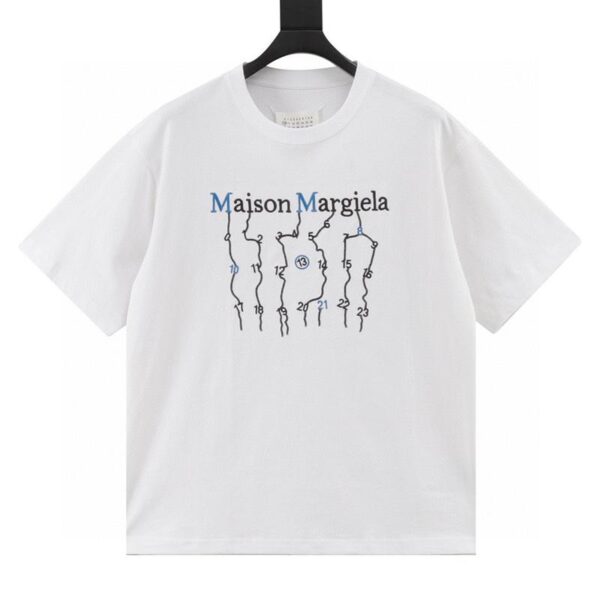 designer,replica,clothing,fake,1:1,lv,luxury,high quality Maison Margiela geometric number line embroidery short-sleeved T-shirt (98B3)