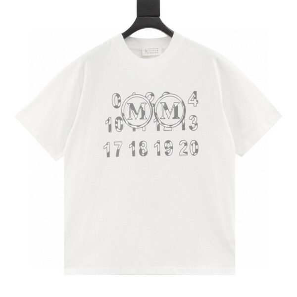 designer,replica,clothing,fake,1:1,lv,luxury,high quality Maison Margiela letter block double m printed short-sleeved T-shirt (5CF6)