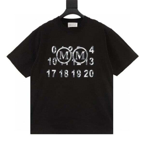 designer,replica,clothing,fake,1:1,lv,luxury,high quality Maison Margiela letter block double m printed short-sleeved T-shirt (A92F)